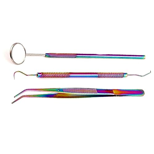 AAProTools 3Pcs Dental Hygiene Kit Mouth Mirror Scaling Tarter Scraper Rainbow/Multi Tools