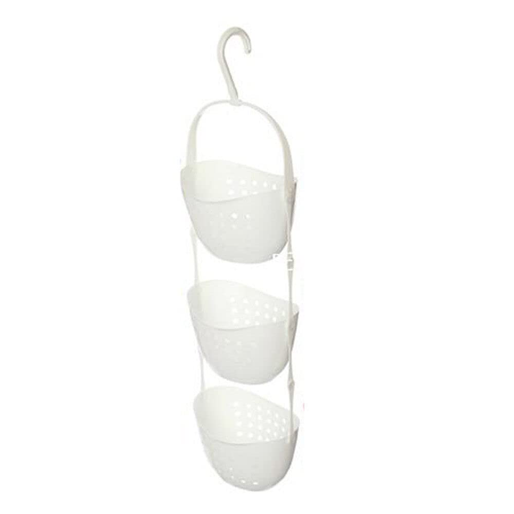 EliteKoopers 3-Tier White Plastic Basket Shower Caddy Hanging Rack Tidy Storage Shelf Organiser