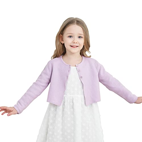 Image of Girls' Long Sleeve Knitted Bolero Cardigan Kids Button Closure Shrug Sweaters Cropped Jacket Cover Up Tops