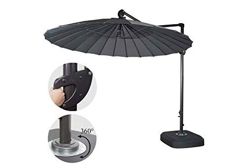 madera Sonnenschirm Ampelschirm Ø2,8m Rund Marktschirm Gartenschirm Ständer anthrazit