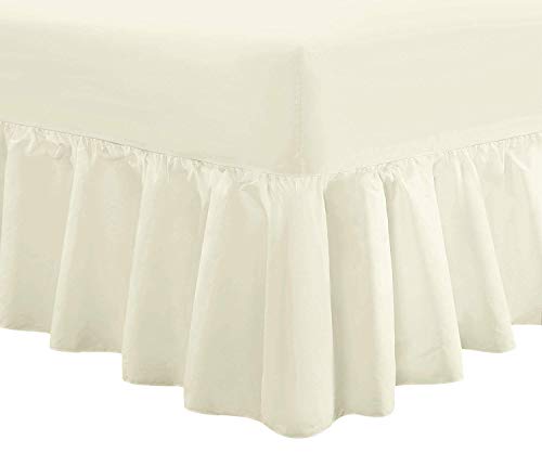 Divine Textiles Extra Deep Frilled Valance Fitted Sheets, Double - Cream