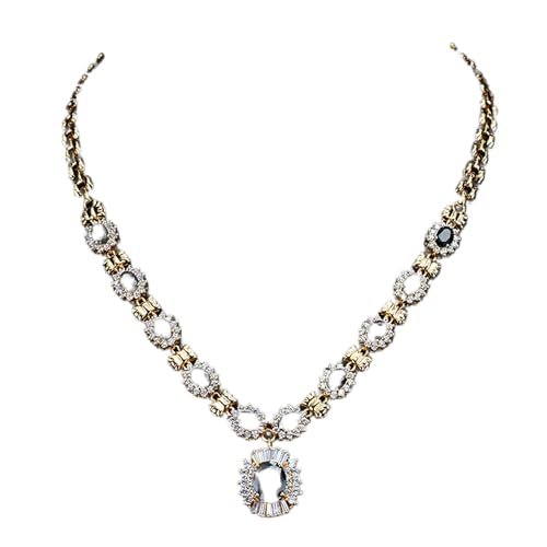Collar y aretes de cristal de zirconia cúbica verde juego de joyería dorada mujer