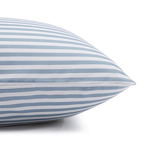 Amazon Basics SS8-Q-DBPS Lightweight Super Soft Easy Care Microfiber 4 Piece Bed Sheet Set With 14-Inch Deep Pockets, Queen, Dusty Blue Pinstripe thumb #4