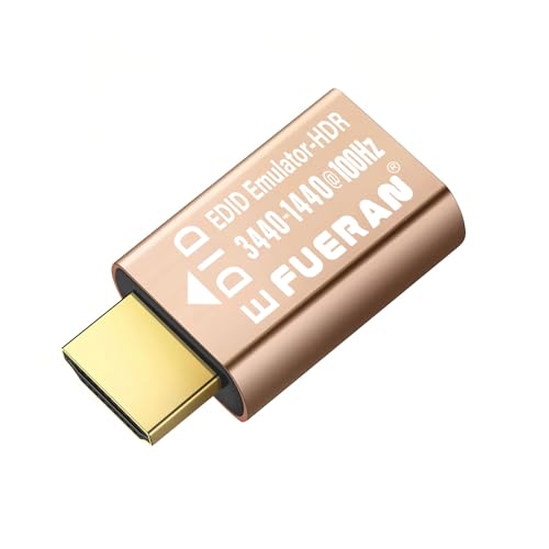 FUERAN HDMI Dummy Plug – Special Resolution 3440x1440@100Hz Virtual Display Emulator for PC, VR Headsets&Cryptocurrency Mining EDID Headless Ghost Display Adapter