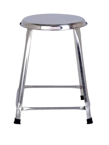 Image of 18 Inch Round Shape Stainless Steel Stool for Sitting Outdoor, Shop, Medical & Cafeteria Pack of 1