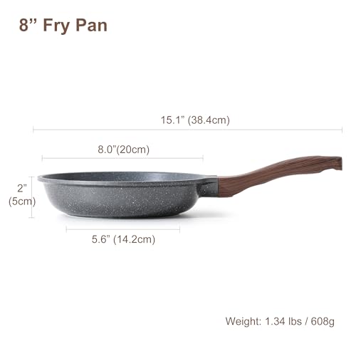 Foto von SENSARTE Antihaft Bratpfanne, 20cm Schweizer Granit Beschichtung Omelette Pfanne, Gesunde Stein Kochgeschirr Chef's Pfanne, PFOA Frei