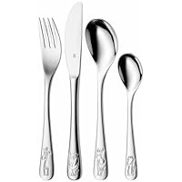 WMF Safari Kinderbesteck Set 4-teilig, Besteck Kinder Edelstahl, Kinderbesteck ab 3 Jahre, Cromargan poliert, spülmaschinengeeignet, Kids Safari, Ohne Gravur