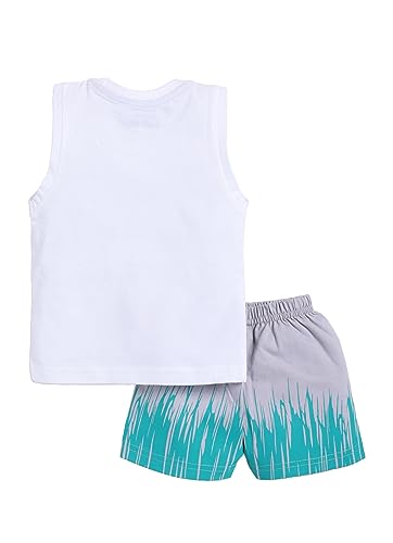 Image of CUTOPIES Boys & Girls Steel Grey Sleeveless T-shirt and Shorts Set (Pack of 1) Baby Boys' Clothing Sets