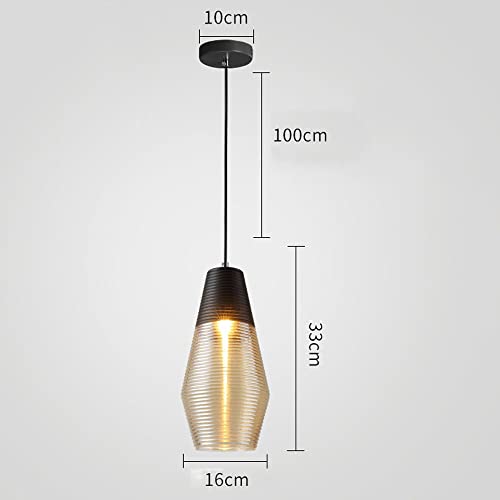 Glass pendant light transparente E27 avec structure en fer noir