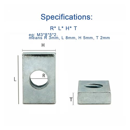 Écrou rectangulaire M6 pour stopper le glissement des fixations de profilé - 2