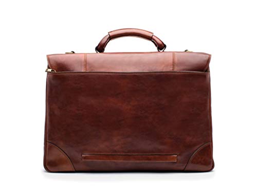 Bosca Men's Dolce Collection - Double Compartment Flapover Brief (Dark Brown) #TOP4
