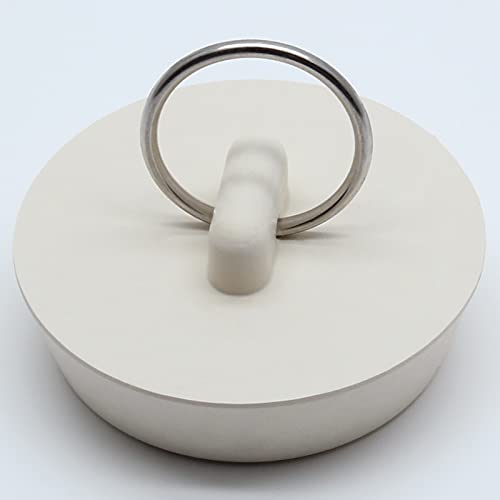 Bonsicoky 2Pcs Rubber Drain Stopper Fits 1-5/8 Inch to 1-3/4 Inch, Bathtub Drain Plug with Hanging Ring, Bathtub Stopper Plug for Kitchen and Bathroom, White - Thumbnail 3