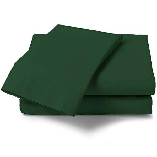 Rohi Bedding Fitted Sheet & Pillowcase Set – 16”/40cm Deep Pocket Percale Polycotton Bed Sheets, Breathable, Extra Soft and Comfortable - Double, Green