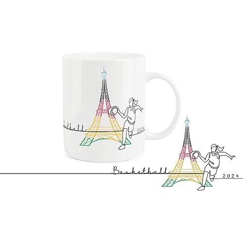 Purely Home Paris Basketball Mug - Sports Competition Commemorative Gift/Present - Tea Coffee Bone China Mug for Sports Fans