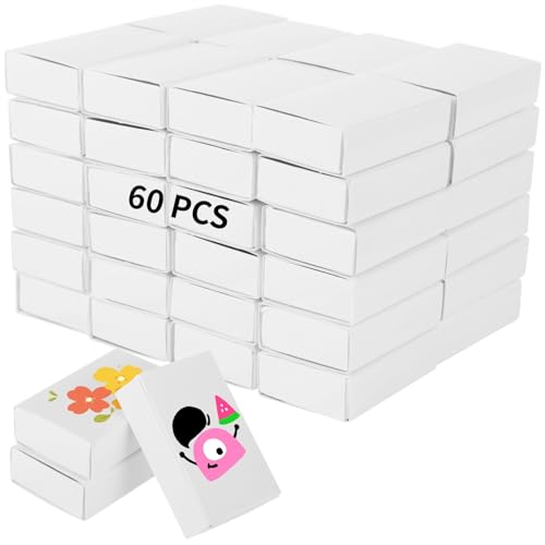 yeesport 60 PCS Blank Match Containers, Customizable White Cardbo...