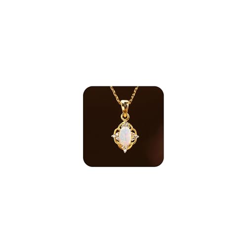 HEVOCY Dainty Retro Floral Opal Pendant Necklaces for Women - Small 14k Gold Plated Vintage Womens Jewelry Trendy Perfect Valentines Day/Mothers Day Gift for Her Mom Girlfriend Daughter