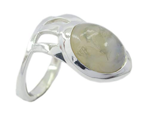 Bague en argent 925 et agate mousse naturelle faite à la main