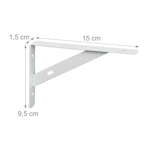 Relaxdays Shelf, Set of 6, Support Angles, Wall bracket, Holder HWD: 11 x 2.5 x 14 cm, Metal, Grey, Steel, 9.5 x 1.5 x 15 cm - Image 4