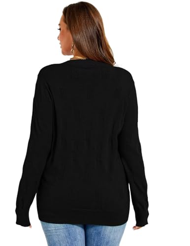 MONNURO Plus Size Women's Fall Sweater Long Sleeve Crewneck Pullover Sweater Tops Cozy Knit Outfit3