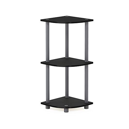 Image of Furinno Turn-N-Tube Toolless Assembly 3-Tier Storage Shelves, Black | Black Corner Shelf, Open Storage Book Shelf, for Organization and Storage, Living Room, Home Office, Bedroom