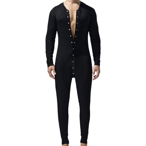 Pijama de manga larga para hombre estilo pelele de una pieza elástico con rayas horizontales