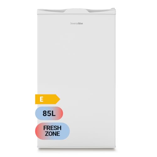UNIVERSALBLUE Frigorífico Mini Bajo Encimera 85L Blanco - Puerta Reversible, Bajo Consumo, Congelador 0º a -3º, Almacenamiento Fácil, Luz Interior | Nevera Mini