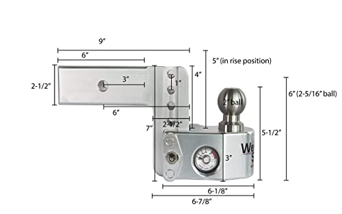 Weigh Safe Weigh Safe 4" Drop Hitch With 2.5" Shank (8K/18.5K Gtwr) With Hitch Locking Pin, Adjustable Coupler Latch Lock, 1 Padlock (Ws4-2.5-Set) #TOP6