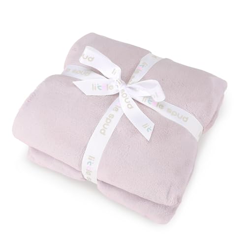 Image of LITTLE SPUD Fleece Baby Blankets Neutral for Boys and Girls, Ultra Soft Cozy 40 * 40 inch Square Bed Blanket, Lightweight Toddler Newborn Receiving Blankets for Crib Stroller, Dusty Pink