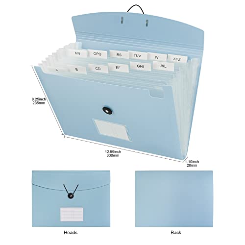 Jimeiqi Expanding File Folder, 13 Pocket Accordian Filing Folder With Pockets With Elastic Buckles Closure, Efficient File Organization, Perfect For Home School Office (Blue) #TOP3