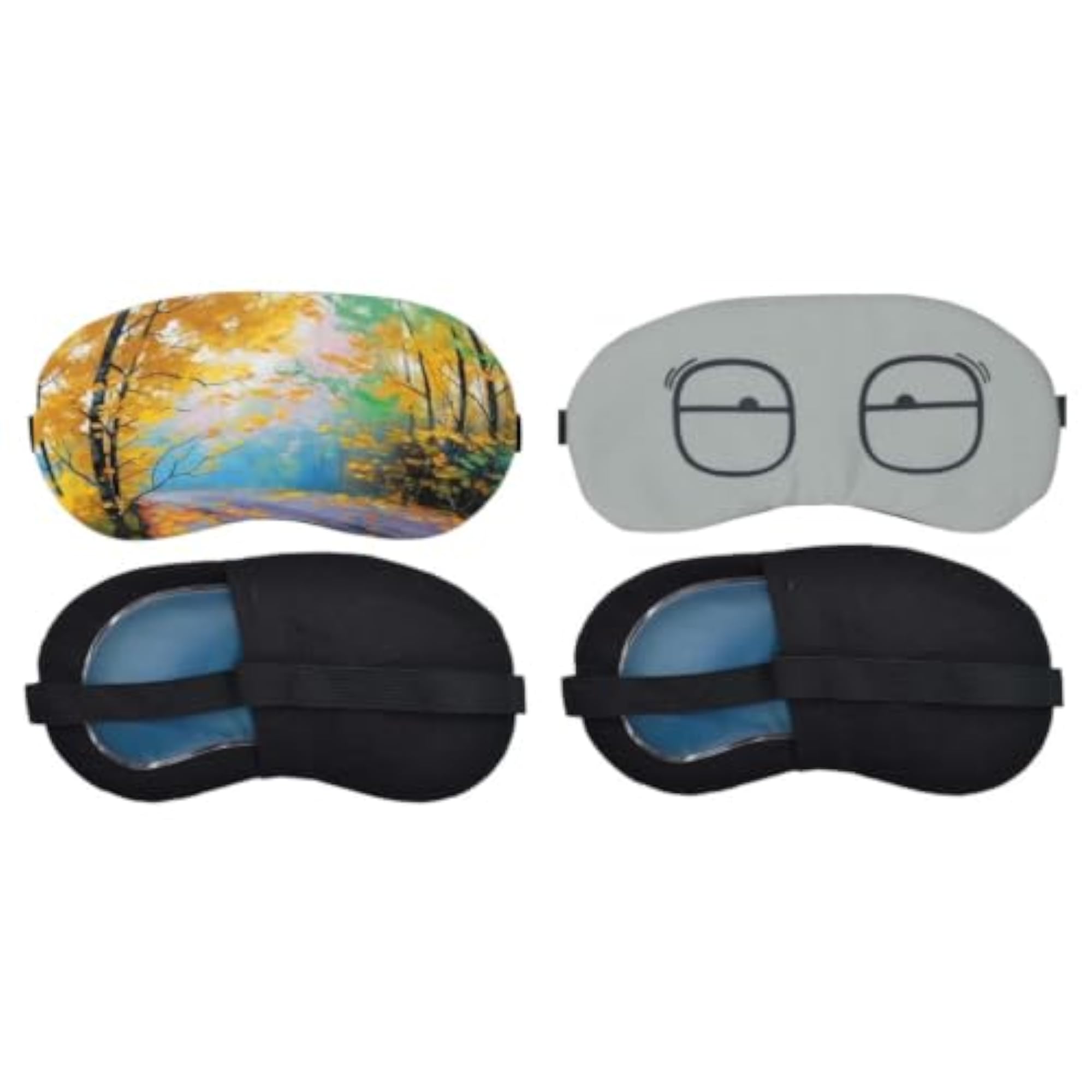 Sleeping Eye Mask, Combo Pack of 2, Gray Glasses Print