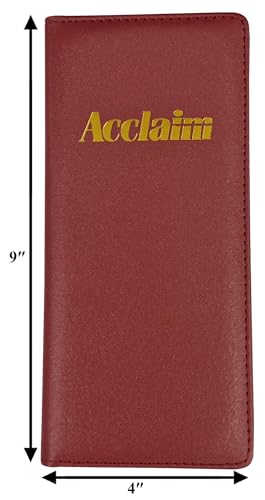 Acclaim Rigid Lawn Bowls Bowling Scorecard Holder Lightly Padded Plain Colour Metallic Finish 23 cm x 11 cm with Spring Clip & Pen Loop (Burgundy) - Image 2