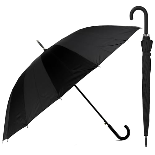 BESCH Paragua Grande XXL Antiviento 16 Varillas Acero Automático Abierto para Hombre y Mujer - Paragua para 2 Personas de 120cm Resistente al Viento