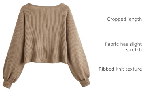 Image of SweatyRocks Women's Crewneck Long Sleeve Knit Crop Top Cropped Sweaters | Casual Raglan Sleeve Loose Lightweight Crop Sweater, Basic Classic, Fall Fashion Winter Clothes