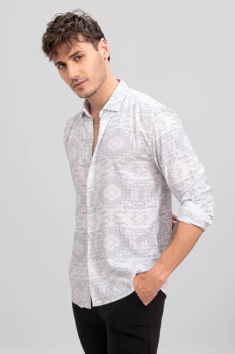 Image of U TURN Men's Cotton Casual /Semi Formal Slim Fit Printed Shirt for Men Stylish Latest