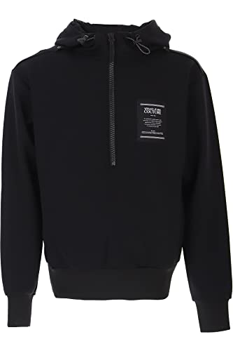 Versace Jeans Couture Men's Black Logo Scuba Hooded Sweatshirt (L)