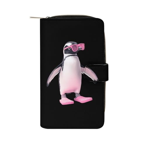 Flip Flop Penguins Fashion Women's Wallet RFID Blocking Bifold Clutch Purse Compact Card Holder 19.7x11x3.5cm