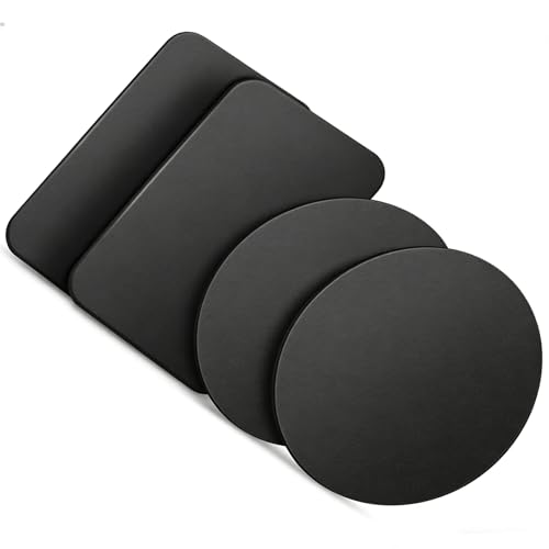 HeiTao 4 Pcs Adhesive Metal Plate Universal Steel Discs for Car Mount Universal Replacement Plate Metal Disc with Strong Adhesive Metal Plate for Dashboard Windows etc(2 Rectangle and 2 Round Black)