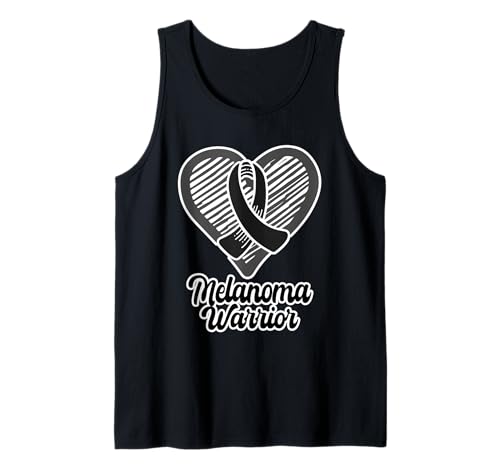 Melanoma Warrior Wear Black Ribbon Heart Camiseta sin Mangas