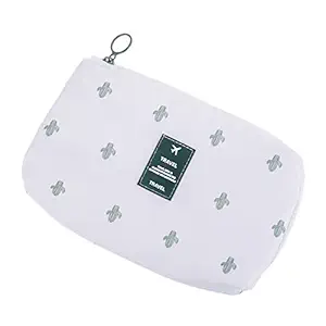 House of Quirk Multi-function Portable Digital Product Storage Bag Electronic Accessories Travel Data Organizer Cable Organizer Pouch Shock-Proof Charger Data Line Bag - White Cactus