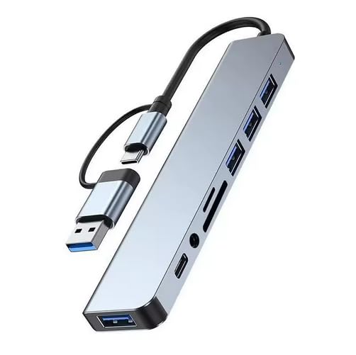 Image of 3.0 USB C Hub, 8 in 1 Type C Multi USB Connector Adapter with USB 3.0 and USB 2.0 Ports, USB Expander for Laptop, Mobile, Pc, Printers, Flash Drive, MacBooks, HDD, Camera, Keyboard,Mouse