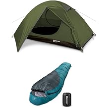 Bessport Mummy Sleeping Bag and Camping Tent 1 Person Tent Waterproof Two Doors Backpacking Tent Easy Setup Lightweight for Outdoor, Hiking Mountaineering Travel