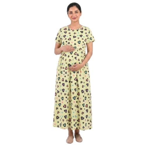 Image of Zero Clothing Feeding Dress for New Moms Casual Loungewear Ankle Length | Cotton Maternity Nighty | Zipless Feeding Dresses for Women | Pregnancy & Nursing Wear