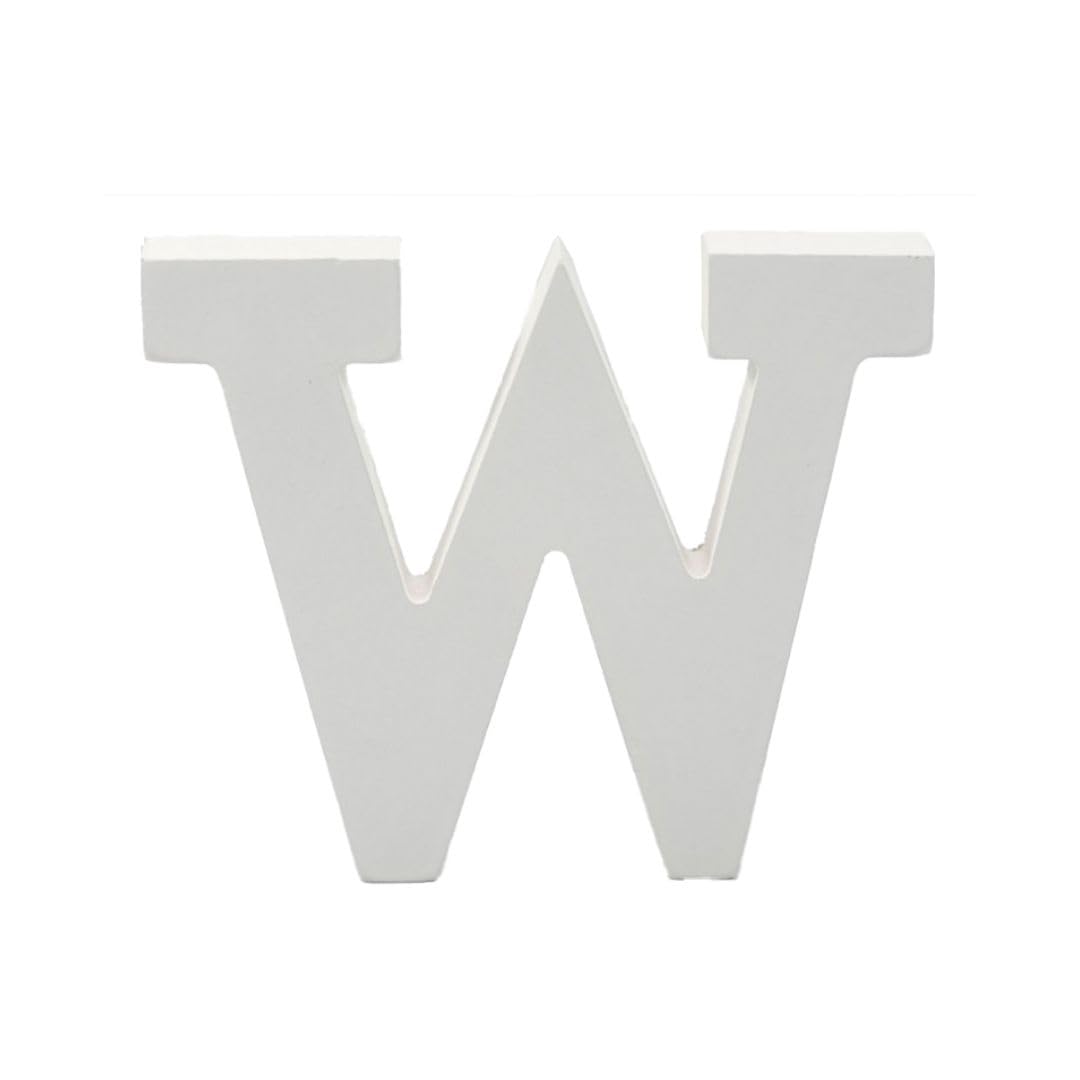 6 Inch White Decorative Wooden Letters and Numbers (W)