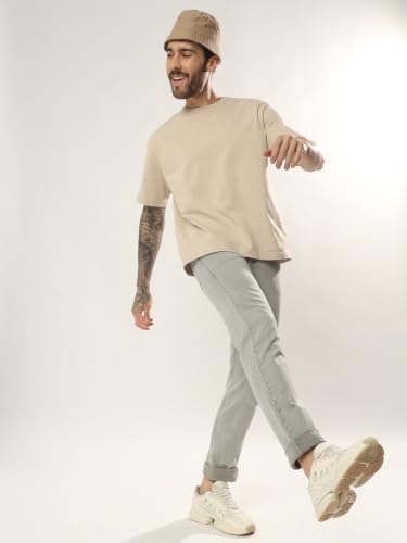 Image of Cotton Comfort Fit Jeans for Men | Full-Length Solid Denim Pants with Button Closure, Embroidered Design, Mid-Rise Casual Trousers for Daily | Classic Jeans for Office Bottoms (DI-249)