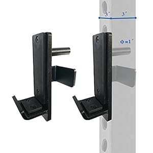 BESTHLS Power Rack Attachment Steel J Hooks for Power Racks fit 3×3 inches Square Tube with 5/8 inch Hole Power Cages…