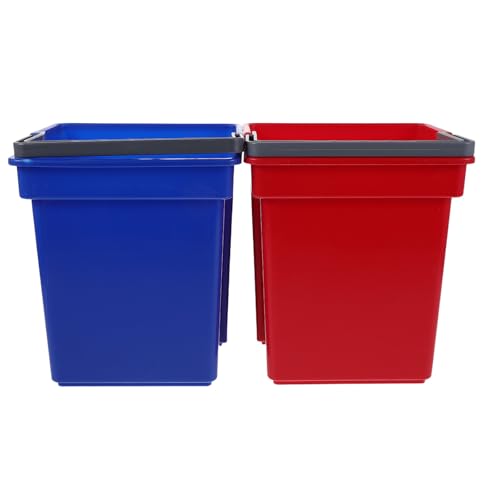 Warmhm Cubo de Plástico Asa para Limpieza Comercial y Doméstica, 2 Piezas en Rojo y Azul, 21,5 X 18,3 X 15,8 CM, Uso en Carro de Limpieza y Almacenamiento