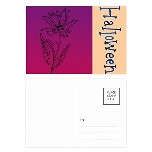 Cartes postales fleur de lotus d'Halloween Black Line : lot de 20 invitations sans bavure