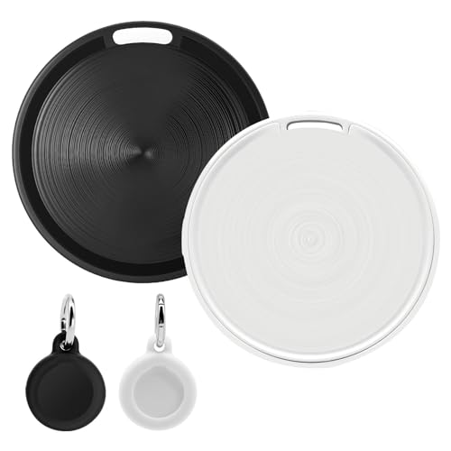 Glitfix GPS Tracker Android, Schlüsselfinder mit Google Find Hub App (NUR Android), IP67 Bluetooth Tracker, Schlüsselring, Air Tracker Android für Gepäck Taschen Koffer Geldbörsen,Weiß+Schwarz,2 Stück