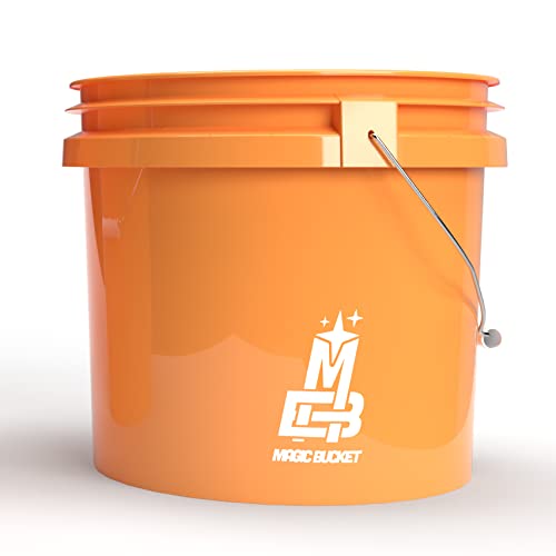 MAGIC BUCKET Wasemmerset voor auto, handwas, oranje, met bijpassend emmerdeksel, ca. 13 liter, compatibel met Grit Guard, Detail Guardz Dirt Lock, Chemical Guys Dirt Trap