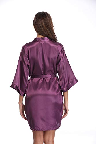 Image of Women's Pure Short Silky Robes Bridesmaid Bride Party Satin Robes Sleepwear
